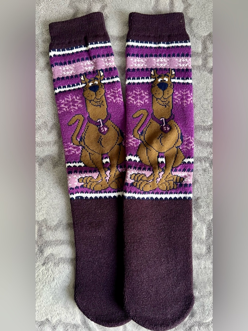 Vintage Scooby-Doo Purple Pink Slipper Socks Size 9-11 Snowflake Grips